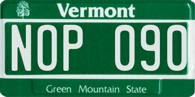 VT license plate NOP090