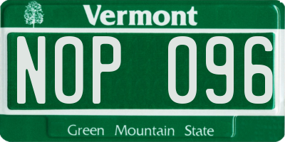 VT license plate NOP096