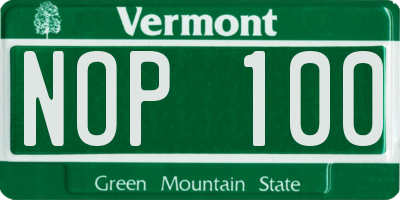 VT license plate NOP100
