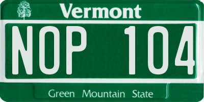 VT license plate NOP104