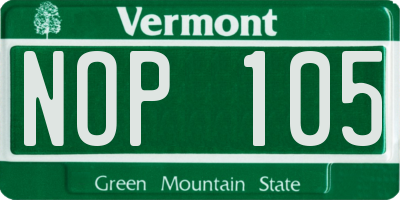 VT license plate NOP105