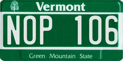 VT license plate NOP106