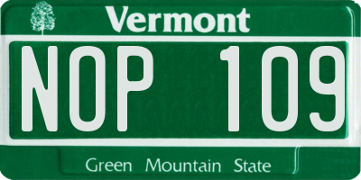 VT license plate NOP109