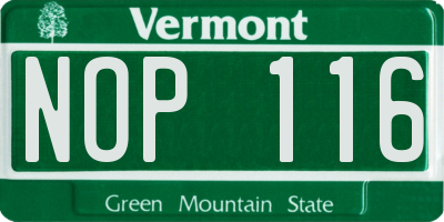 VT license plate NOP116