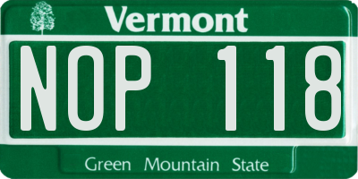 VT license plate NOP118