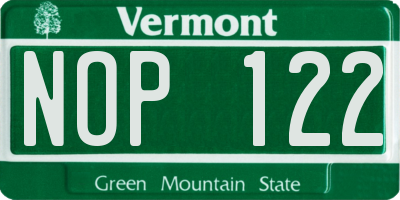 VT license plate NOP122