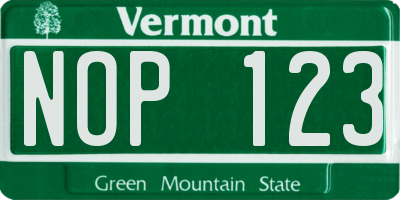 VT license plate NOP123