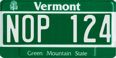 VT license plate NOP124