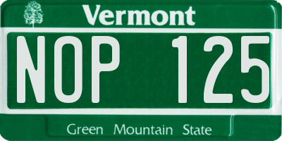 VT license plate NOP125