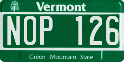 VT license plate NOP126