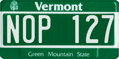 VT license plate NOP127