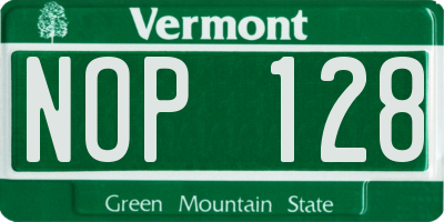 VT license plate NOP128