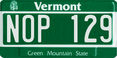 VT license plate NOP129
