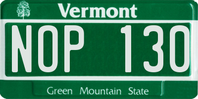 VT license plate NOP130