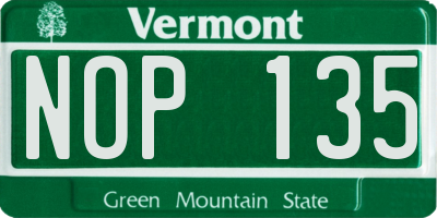 VT license plate NOP135