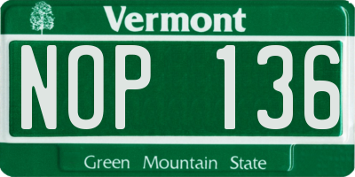 VT license plate NOP136
