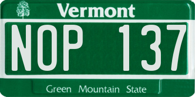 VT license plate NOP137