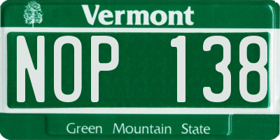 VT license plate NOP138