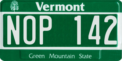 VT license plate NOP142