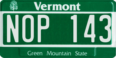 VT license plate NOP143