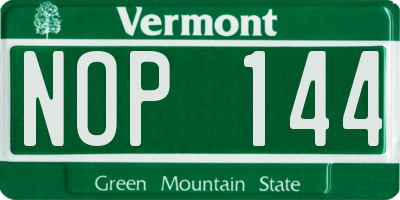 VT license plate NOP144