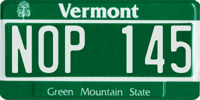 VT license plate NOP145
