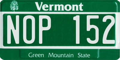 VT license plate NOP152
