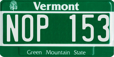 VT license plate NOP153