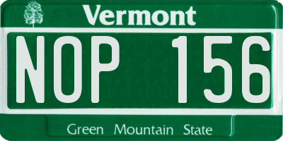 VT license plate NOP156