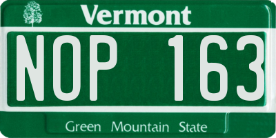 VT license plate NOP163
