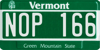 VT license plate NOP166
