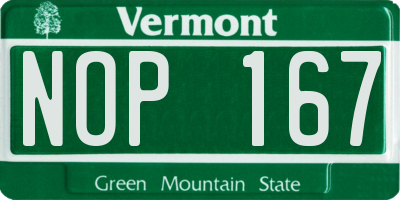 VT license plate NOP167