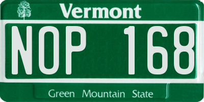 VT license plate NOP168