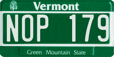 VT license plate NOP179