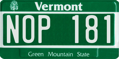 VT license plate NOP181