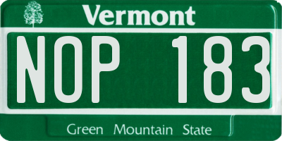 VT license plate NOP183