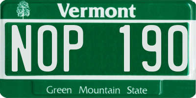 VT license plate NOP190