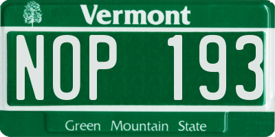VT license plate NOP193