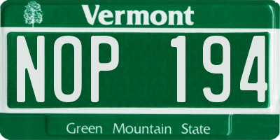 VT license plate NOP194