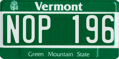 VT license plate NOP196