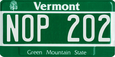 VT license plate NOP202