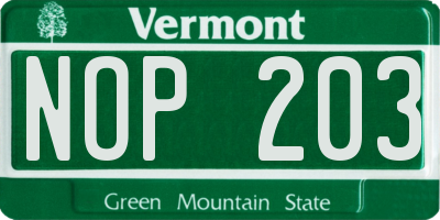 VT license plate NOP203