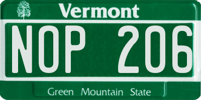 VT license plate NOP206
