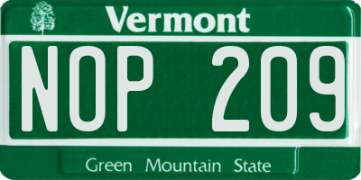 VT license plate NOP209