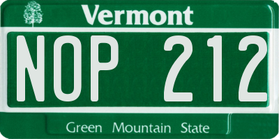 VT license plate NOP212