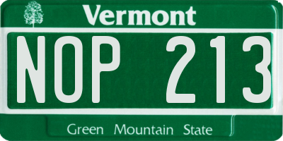 VT license plate NOP213