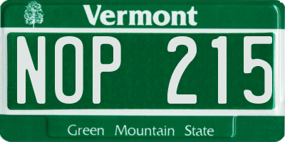 VT license plate NOP215