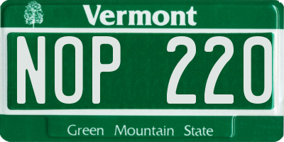 VT license plate NOP220