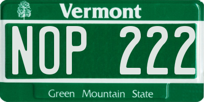 VT license plate NOP222