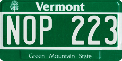VT license plate NOP223